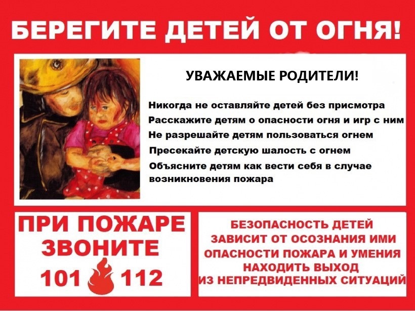 памятка о пожарной безопасности для детей