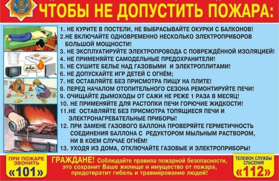 памятка с правилами пожарной безопасности