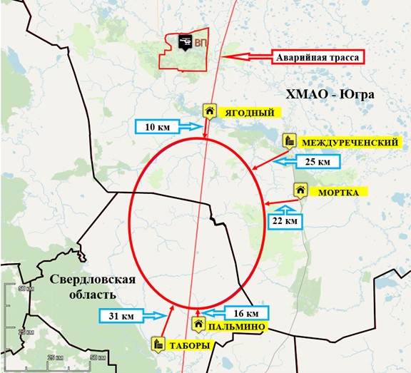 карта с расчетными территориями куда будут падать части ракеты